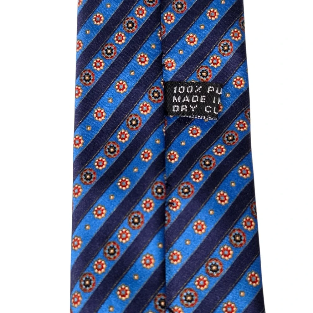 Stefano Ricci Tie Mens Blue Striped‎ Floral Medallion 100% Silk Made in Italy
